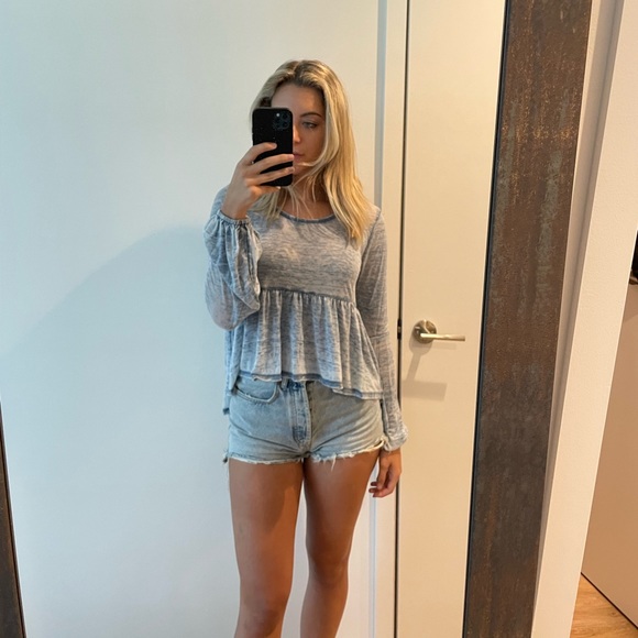 Blue peplum top - Picture 2 of 2